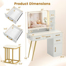 Vanity Set with Mirror and Lights and Table with Adjustable Brightness-White