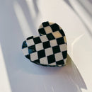 Velvet Claws Checkered Heart Hair Clip | Claw Clip in Velvet Travel Bag