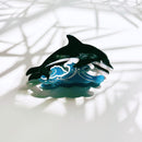 Velvet Claws Killer Whale Orca Hair Claw | Claw Clip in Velvet Travel Bag