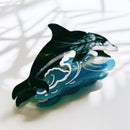 Velvet Claws Killer Whale Orca Hair Claw | Claw Clip in Velvet Travel Bag