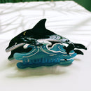 Velvet Claws Killer Whale Orca Hair Claw | Claw Clip in Velvet Travel Bag