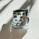 Velvet Claws Mini White Tea Cup with Blue Flowers Hair Claw
