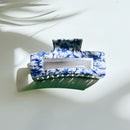 Velvet Claws Painted Pottery Blue Floral Hair Clip