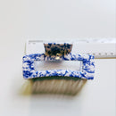 Velvet Claws Painted Pottery Blue Floral Hair Clip | Claw Clip in Velvet Travel Bag