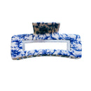 Velvet Claws Painted Pottery Blue Floral Hair Clip | Claw Clip in Velvet Travel Bag