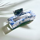 Velvet Claws Painted Pottery Blue Floral Hair Clip | Claw Clip in Velvet Travel Bag