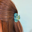 Velvet Claws Seashell Claw Set of 2: Aqua and Coral | Hair Claw Clip in Velvet Travel Bag