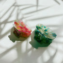 Velvet Claws Seashell Claw Set of 2: Aqua and Coral | Hair Claw Clip in Velvet Travel Bag