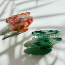 Velvet Claws Seashell Claw Set of 2: Aqua and Coral | Hair Claw Clip in Velvet Travel Bag