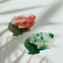 Velvet Claws Seashell Claw Set of 2: Aqua and Coral | Hair Claw Clip in Velvet Travel Bag