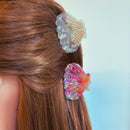 Velvet Claws Seashell Claw Set of 2: Pearl and Purple | Hair Claw Clip in Velvet Travel Bag