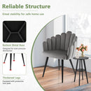 Modern Velvet Dining Chair with Metal Base and Petal Backrest