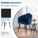 Modern Velvet Dining Chair with Metal Base and Petal Backrest