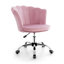Upholstered Velvet Kids Desk Chair with Wheels and Seashell Back