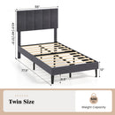 Upholstered Platform Bed with Adjustable Headboard - Twin Size