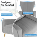 Velvet Upholstered Wingback Chair with Lumbar Pillow and Golden Metal Legs