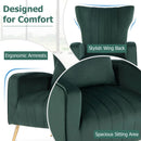 Velvet Upholstered Wingback Chair with Lumbar Pillow and Golden Metal Legs
