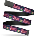 Web Belt Blank Black Buckle - THE APOTHECARY DIARIES Chibi Maomao Pose and Title Logo Purple Webbing
