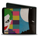 Bi-Fold Wallet - Joker Batman Face Juxtaposition Multi Color Blue White