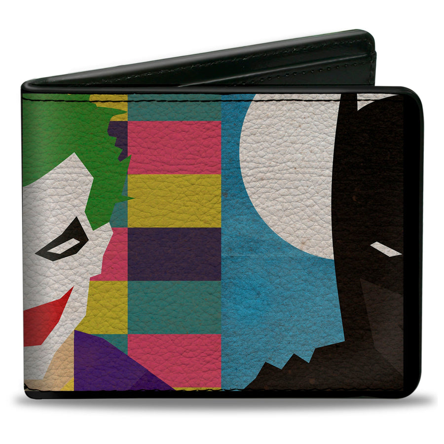 Bi-Fold Wallet - Joker Batman Face Juxtaposition Multi Color Blue White