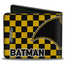 Bi-Fold Wallet - BATMAN Bat Logo Close-Up Checker Yellow Black