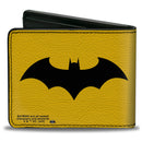 Bi-Fold Wallet - Batman Tech Action Pose + Bat Logo Yellow Black White