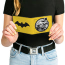 Bi-Fold Wallet - Batman Tech Action Pose + Bat Logo Yellow Black White