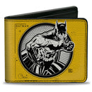 Bi-Fold Wallet - Batman Tech Action Pose + Bat Logo Yellow Black White