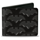 Bi-Fold Wallet - Batman Bat Emblem Turns Dots Black Grays