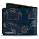 Bi-Fold Wallet - Batman Batmobile Blueprint Tech Turns Blues White