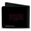 Bi-Fold Wallet - Game of Thrones House Stark Sigil + WINTER IS COMING STARK Black/Red