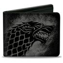 Bi-Fold Wallet - Game of Thrones House Stark Sigil + WINTER IS COMING STARK Black/Red