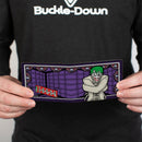 Bi-Fold Wallet - Joker Stained Glass Straitjacket Pose Bat Logo Purples Red Blue White