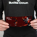 Bi-Fold Wallet - HARLEY QUINN w Batman Voodoo Doll Holding Bomb + Hand Stand Diamonds Reds White