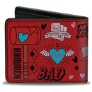 Bi-Fold Wallet - Harley Quinn GOOD NIGHT Anime Pose and Icons Collage Red/Black