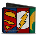Bi-Fold Wallet - Justice League 5-Superhero Textured Logo CLOSE-UP Panels