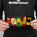 Bi-Fold Wallet - Justice League 5-Superhero Textured Logo CLOSE-UP Panels