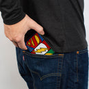 Bi-Fold Wallet - Justice League 5-Superhero Textured Logo CLOSE-UP Panels