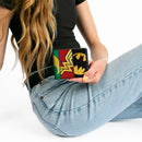 Bi-Fold Wallet - Justice League 5-Superhero Textured Logo CLOSE-UP Panels