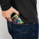 Bi-Fold Wallet - Justice Leage 4-Superheroes and 2-Villains Group Pose2 Glow Burst Greens