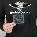 Bi-Fold Wallet - Superman THE ORIGINAL MAN OF STEEL Badge + Quote Weathered Grays Red