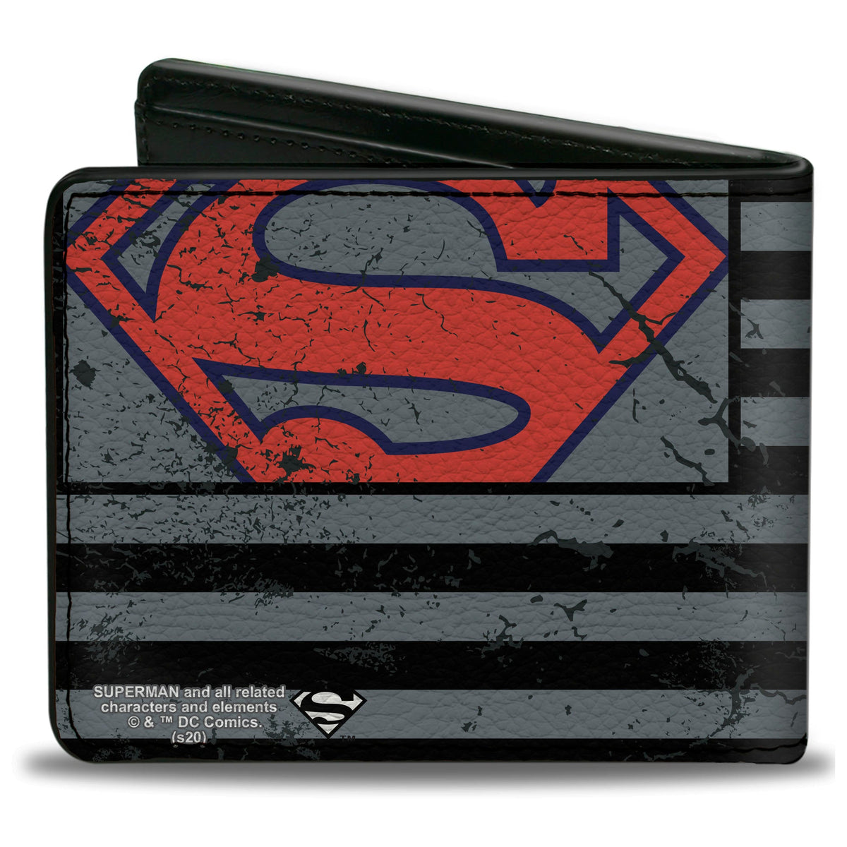 Superman Shield Thin Blue Line Bifold Wallet - PU Leather, 5 Card Slots, ID Window