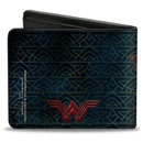 Bi-Fold Wallet - Wonder Woman 2017 Sword Action Pose + Icon Blue/Gold/Red