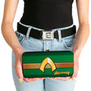 Hinged Wallet - AQUAMAN Classic Icon Scales Stripe Green Golds