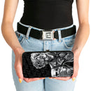 Hinged Wallet - Joker Wine Pose Sketch + THE JOKER Logo HA! HA! Black Grays White