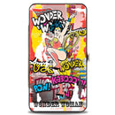 Hinged Wallet - Classic Wonder Woman Action Pose Verbiage Pop Art Collage