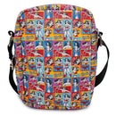 Women's Crossbody Wallet - Wonder Woman Poses Script and Logo Blocks Multi Color