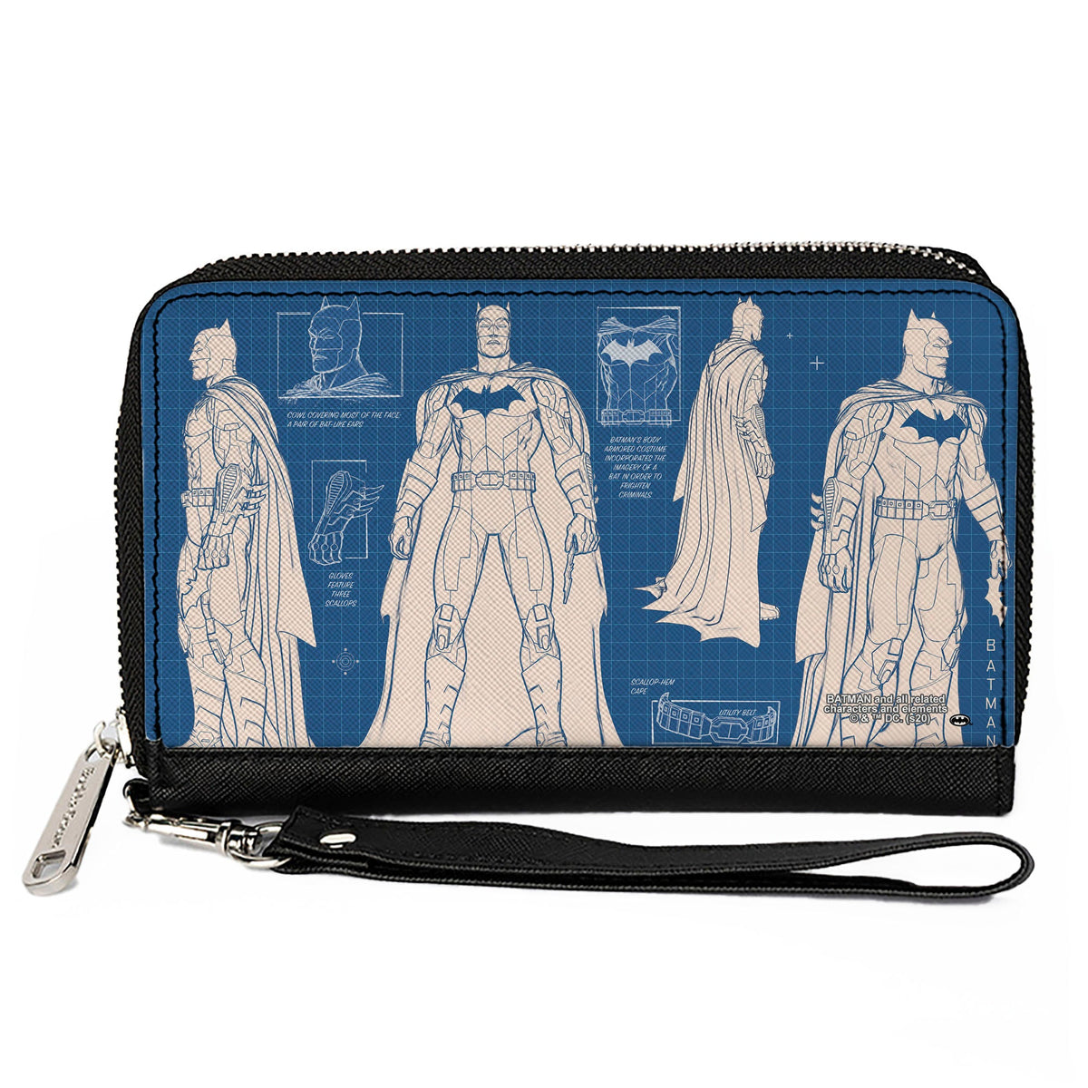 Women's PU Zip Around Wallet Rectangle - Batman Blueprint