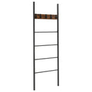 Wall-Leaning Decorative Blanket Holder with 5 Removable Hooks