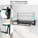 Wall Mounted Towel Shelf with Adjustable Towel Bar and Movable Hooks No Assembly Required